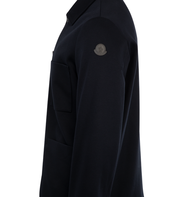 Image 3 of 3 - NAVY - MONCLER Cabalian Shirt Jacket featuring button closure, patch pockets, collar and logo patch.