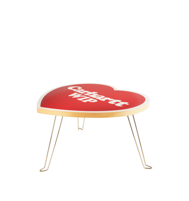 Image 1 of 2 - RED - CARHARTT WIP Heart Folding Table featuring graphic print on the surface, heart shape top and folding iron legs. W 44 x H 25 x D 39.8 cm. 100% birch plywood.