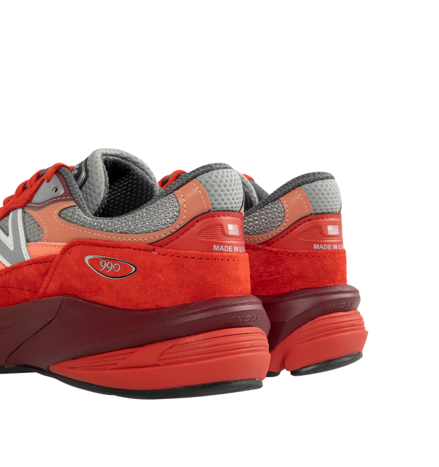 Image 3 of 5 - RED - NEW BALANCE 990V6 Sneaker featuring mesh upper, suede overlays, FuelCell foam, ENCAP midsole cushioning combines lightweight foam with a durable polyurethane rim, reflective accents and TPU back tab.