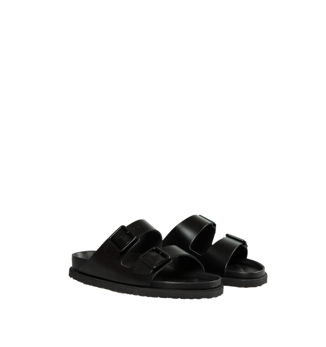 Image 2 of 2 - BLACK - BIRKENSTOCK 1774 Arizona Premium NL Sandals have a cork-latex footbed, adjustable buckle straps, and signature logo. 100% Nappa leather. Made in Germany. 