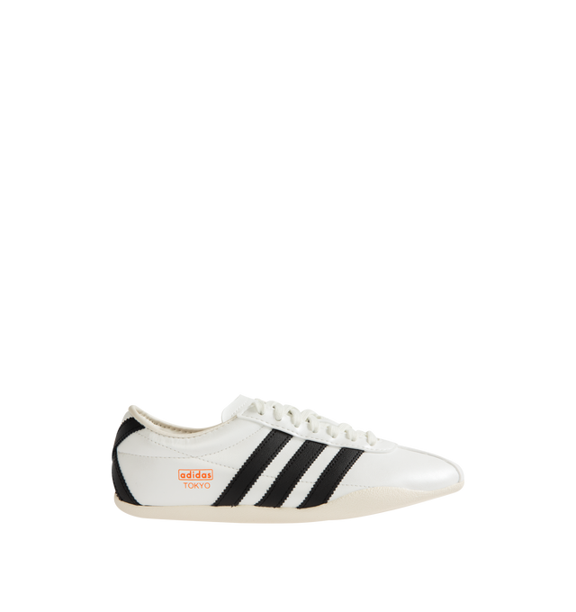 Image 1 of 5 - WHITE - ADIDAS Tokyo Sneaker featuring leather upper, low-profile, signature crossed stripes on the heel, branded shoe tongue, Tokyo logo, regular fit, laces, leather upper, leather sockliner and rubber outsole.