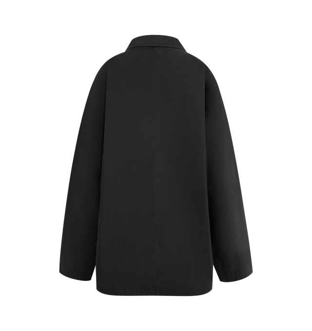 Image 2 of 3 - BLACK - TOTEME Summer Parachute Jacket featuring snap buttons, patch pockets and light, washed and water-repellent fabric. 60% cotton organic, 40% polyamide recycled.