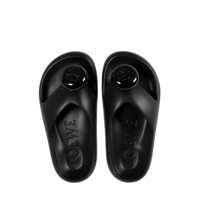 Image 4 of 4 - BLACK - Toe Post sandal in light foam rubber with an Anagram engraved ,  ergonomic insole and embossed Anagram sole. Made in Italy. 