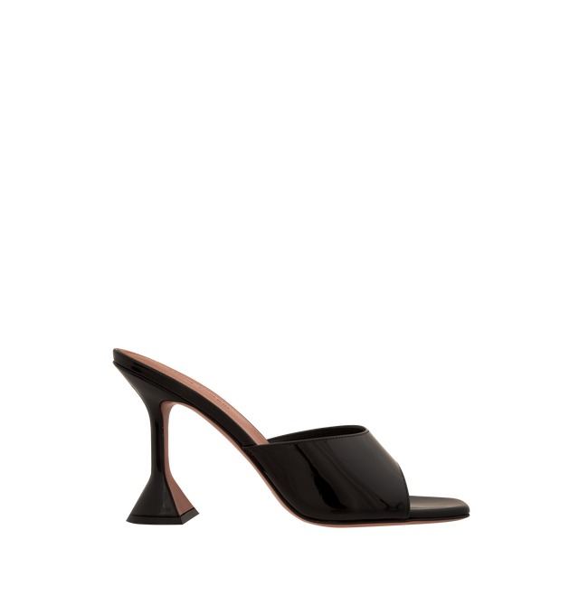 Image 1 of 2 - BLACK - AMINA MUADDI Lupita patent mules featuring a sculpted heel. 95mm heel. Leather. Made in Italy.  