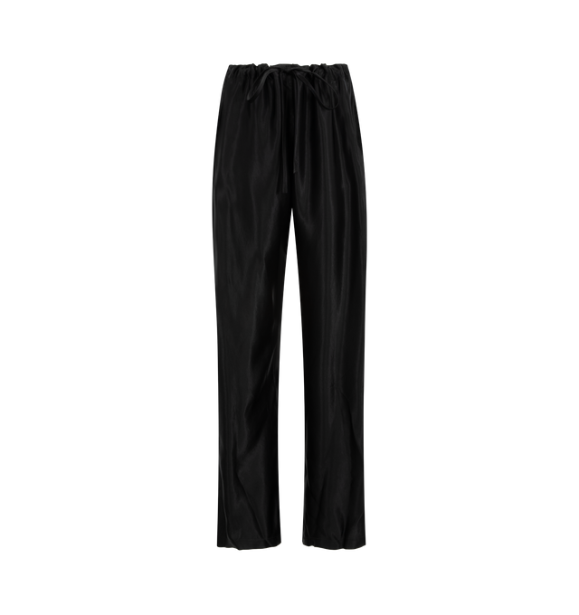 Image 1 of 3 - BLACK - KHAITE Rohen Pant featuring a pull-on pant, relaxed, bow-leg silhouette, a concealed pocket and a herringbone grosgrain tie at the elasticated waist. 59% viscose, 41% cupro.