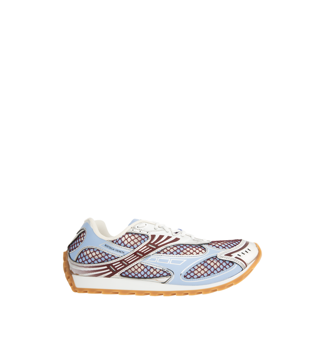 Image 1 of 5 - BLUE - BOTTEGA VENETA Orbit Sneaker featuring lace-up front, metallic rubber, mesh and fishnet panels, signature intrecciato weave and gripped soles. Rubber outsole. Made in Italy.