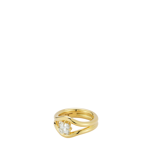 Image 1 of 2 - GOLD - JEMMA WYNNE FORME Diamond Pinky Contour Ring featuring 18k gold and Asscher Cut Diamond- 0.75cts. Hirshleifers offers a range of initial pieces from this collection in-store. For personal consultation and detailed information about jewelry, please contact our dedicated stylist team at personalshopping@hirshleifers.com. This item may be restricted for online purchase to international clients. For assistance purchasing this item please contact our dedicated stylist team at personalshoppi