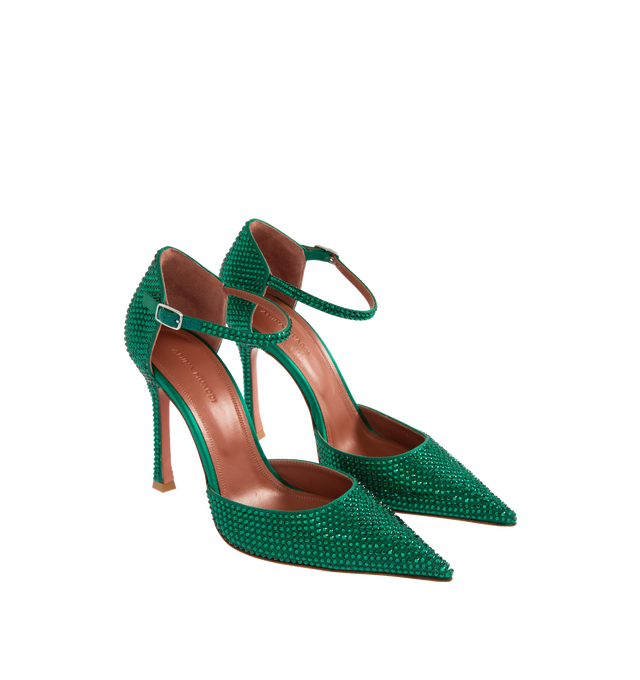VITTORIA SATIN PUMP WITH EMERALD CRYSTALS