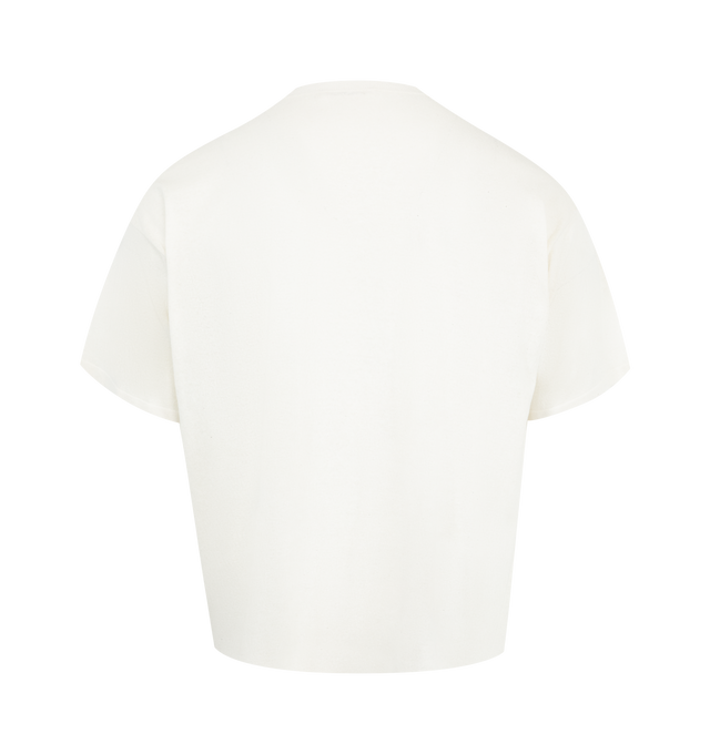 Image 2 of 2 - WHITE - THE ROW Stockton Top featuring short-sleeved crewneck t-shirt in textured natural silk with ribbed neckline and boxy fit. 99% silk, 1% polyamide. Made in Italy.