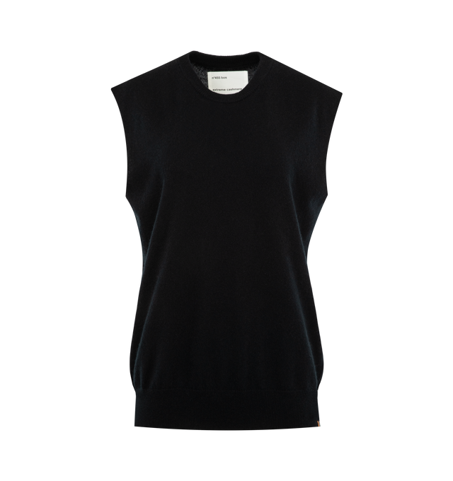 Image 1 of 2 - BLACK - EXTREME CASHMERE Bos Top featuring loose fit, sleeveless, classic crew neck and ribbed trim. 100% cashmere.
