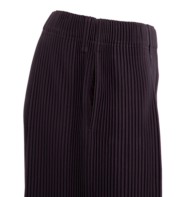 Image 3 of 3 - BROWN - ISSEY MIYAKE TAILORED PLEATS 2 feature a straight leg, concealed drawstring at elasticized waistband, two-pocket styling, button-fly and box pleat at front legs. 100% polyester. 