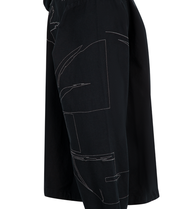Image 4 of 4 - BLACK - PLEASURES X DAFT PUNK Digital Zip Poncho Hoodie featuring full zip closure, fixed hood, embroidered graphics, kangaroo pocket, elastic cuffs and drawstring hem. 100% cotton.