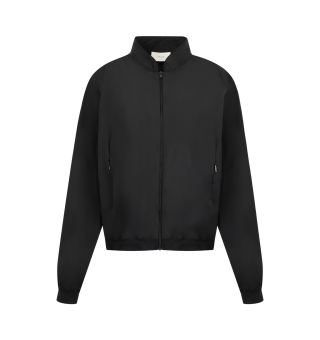 Image 1 of 3 - BLACK - THE ROW Odeon Jacket featuring lightweight bomber jacket in technical fabric with structured stand collar, concealed zip pockets, front zip closure, and ribbed cuffs and hem. 100% polyester. Made in Italy.