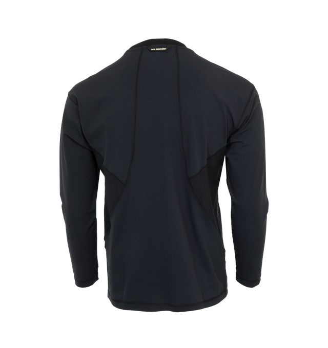 Image 2 of 3 - BLACK - AND WANDER 34 Rash Guard featuring crew neck, long sleeves and logo on chest. 85% polyester, 15% polyurethane. 