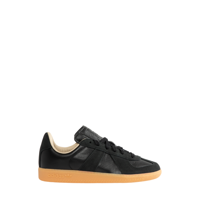 Image 1 of 5 - BLACK - Adidas Mens BW Army Shoes are crafted from leather with premium suede overlays. Features a regular fit, lace-up closure, leather sockliner, rubber outsole, and adidas logo detailing on the tongue, sockliner, and tooling. Upper: Leather with Suede Overlays; Sockliner: Leather; Outsole: Rubber. Made in Vietnam.