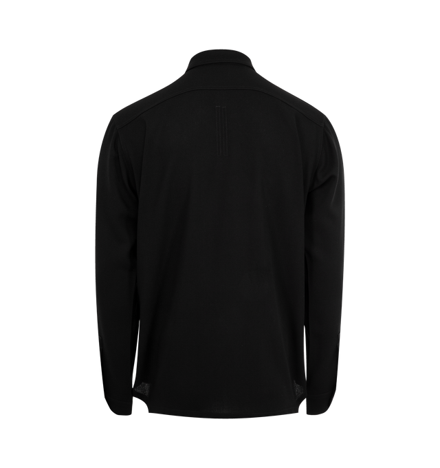 Image 2 of 2 - BLACK - RICK OWENS Work Shirt featuring classic collar, long sleeves, front button closure, buttoned cuffs, level shoulder seams, two chest patch pockets and back yoke.
