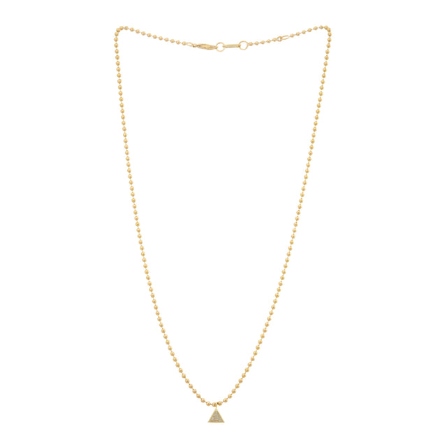 Image 1 of 2 - GOLD - JEMMA WYNNE Connexion Diamond Solitaire Trillion Necklace featuring 18k gold, 2mm connexion necklace, bezel set diamond trillion, a 0.25ct diamond (GHI SI) and 16"/17" adjustable length. Made in NYC. 