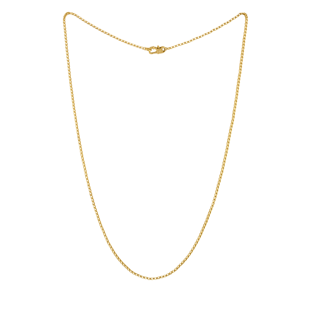Image 1 of 2 - GOLD - Prounis Small Solo Loop-in-Loop Chain Necklace is handcrafted from 22K yellow gold and features single woven links joined by a Mycenae-inspired fibula clasp. Chain Width: 1.6 mm. Available in 16", 18", and 20" lengths. Handmade in New York. For personal consultation and detailed information about jewelry, please contact our dedicated stylist team at personalshopping@hirshleifers.com.This item may be restricted for online purchase to international clients. For assistance purchasing t
