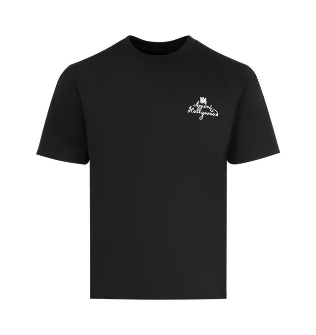 Image 1 of 2 - BLACK - AMIRI MA Hollywood Tee featuring pull-on styling, crewneck, front logo and short sleeves. 100% cotton. Made in Italy.