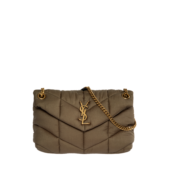 SMALL PUFFER IN QUILTED NYLON AND LEATHER