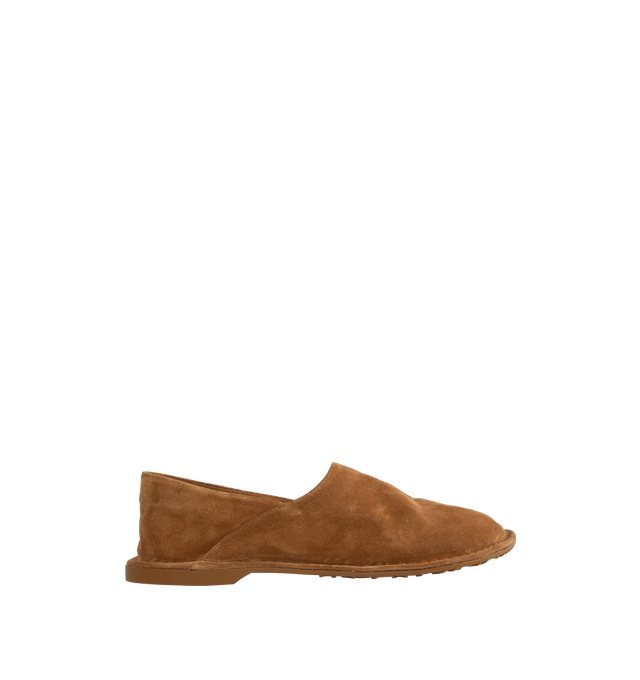 Image 1 of 4 - BROWN - LOEWE Folio Slipper featuring a lightweight deconstructed upper, flexible tonal rubber sole and signature round asymmetrical toe shape. Padded insole and rubber outsole. Calf Suede. Made in Italy.  