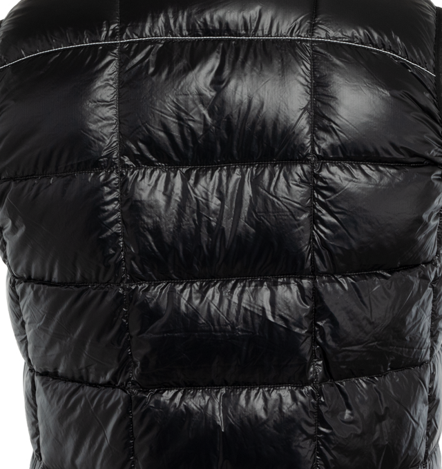Image 4 of 4 - BLACK - AND WANDER Diamond Stitch Down Vest crafted from lightweight and durable PERTEX nylon with a soft sheen, with goose down fill. Medium weight layering piece featuring diamond front body quilting, zipper hand pockets, reflective detaiuls throughout, and collarless neckline. 100% nylon / 90% down, 10% feather. Made in Japan. 