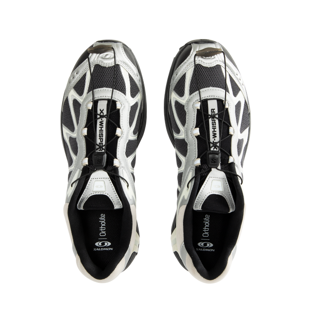 Image 5 of 5 - BLACK - SALOMON XT-Whisper Sneaker featuring textile and synthetic upper, quickLACE, agileChassis System, OrthoLite diecut sockliner, textile lining, anti-debris mesh, chevron lugs and mud contaGRIP.