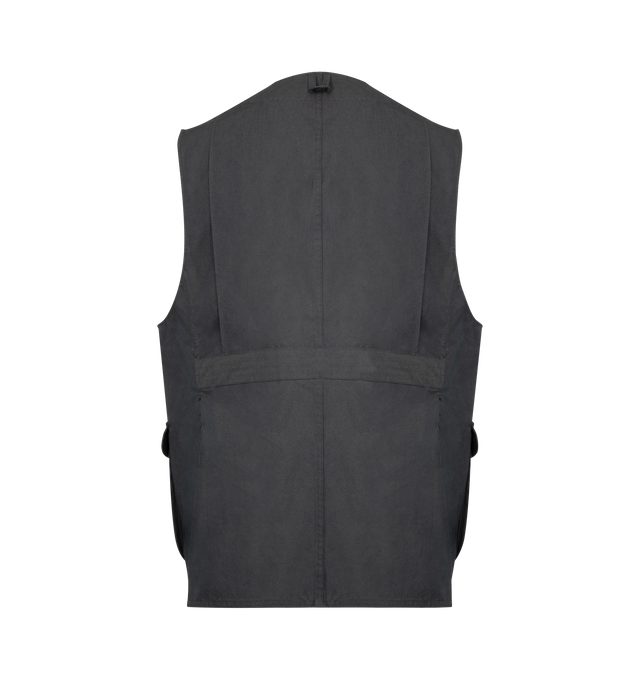 Image 2 of 2 - GREY - ENGINEERED GARMENTS Hunting Jacket featuring relaxed fit, V-neck design, front button closure, four button-flapped bellow pockets and chest patch pockets. 90% cotton, 10% linen. Made in USA.