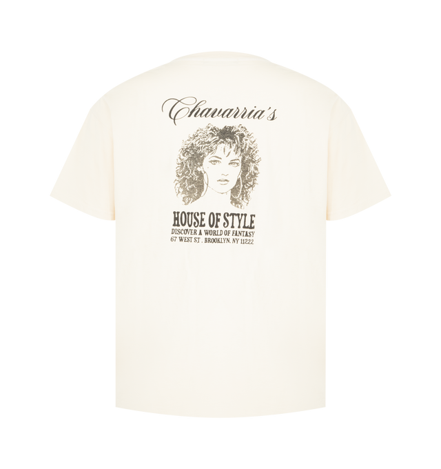 Image 2 of 2 - WHITE - WILLY CHAVARRIA House Of Style Easy Tee featuring chest and back graphic logo detail, crew neck, short sleeves and lightweight jersey fabric. 100% cotton. Made in USA.