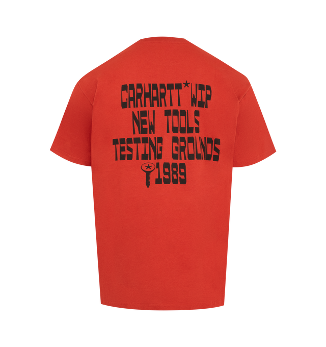 Image 2 of 2 - RED - CARHARTT WIP Blocks T-Shirt featuring a loose fit, midweight cotton jersey, graphic print on chest and back, short sleeves and crew neck. 100% cotton.