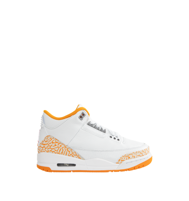 Image 1 of 5 - ORANGE - JORDAN Air Jordan 3 Retro Sneaker featuring leather upper with elephant print overlays, padded collar, Nike Air cushioning, foam midsole and rubber outsole.
