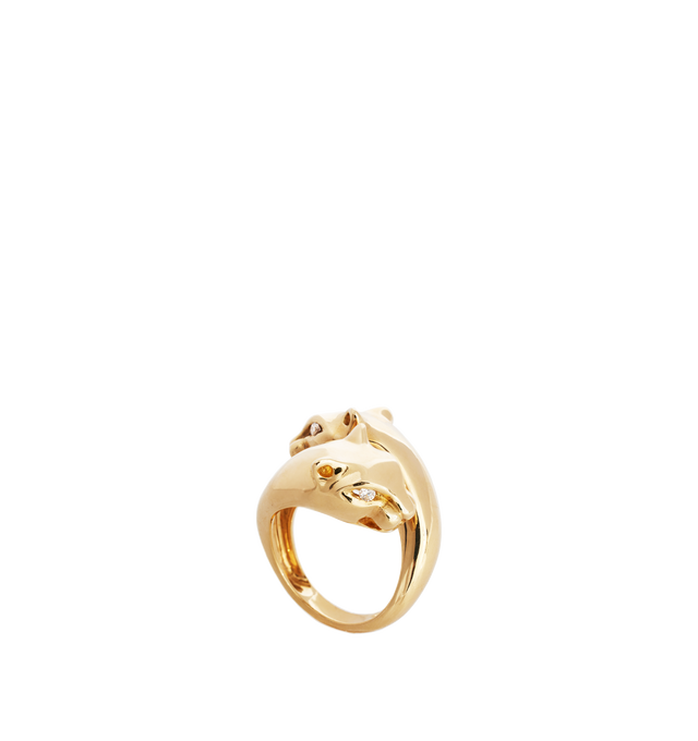 Image 1 of 1 - GOLD - SIDNEY GARBER Passionate Panther Ring featuring 18K yellow gold and each panther has diamond eyes. 4 diamonds .14ct. Hirshleifers offers a range of initial pieces from this collection in-store. For personal consultation and detailed information about jewelry, please contact our dedicated stylist team at personalshopping@hirshleifers.com.