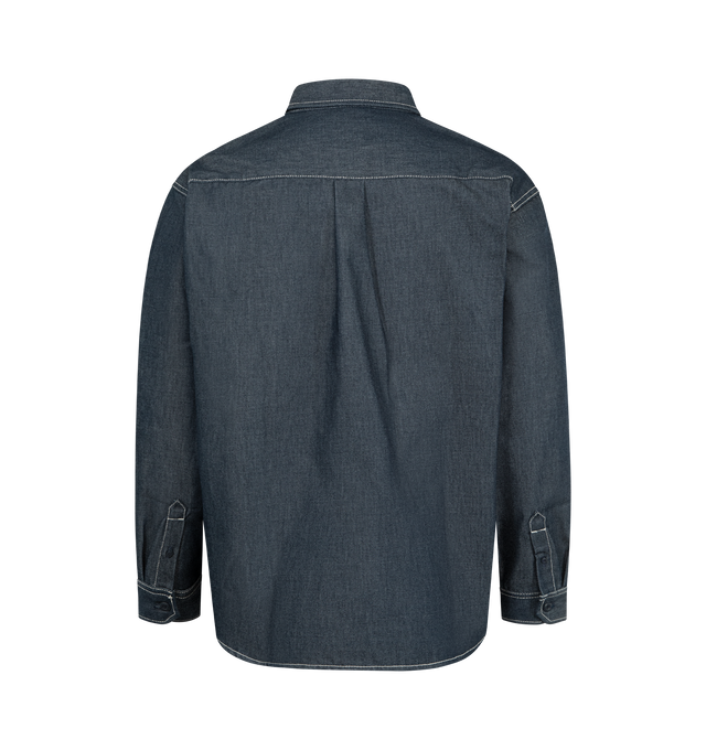 Image 2 of 2 - BLUE - CARHARTT WIP Tigan Shirt Jacket featuring rugged workwear style with a clean silhouette, unlined poly-cotton fabric, button front, dual chest pockets and heavyweight denim. 50% polyester, 50% cotton.