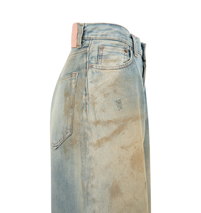 Image 3 of 3 - BLUE - ACNE STUDIOS Penicillin Jean featuring loose fit jeans, low waist, super baggy leg, long length, 5-pocket construction and button fly. 100% cotton.