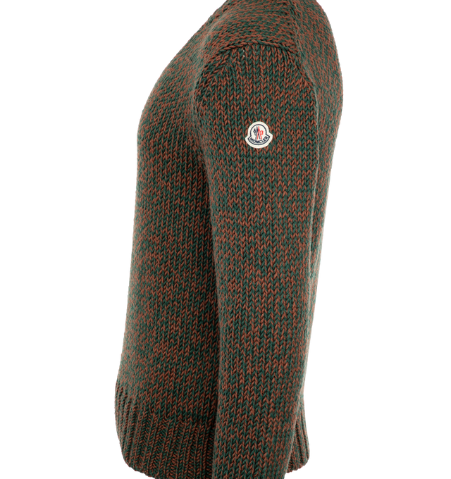 Image 3 of 3 - BROWN - Moncler Mouline Sweater has a crewneck, Mouline stockinette stitching, and a classic design. 100% wool.