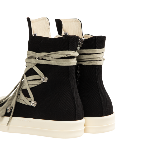 Image 3 of 5 - BLACK - DRKSHDW Megalace Sneaks Sneakers featuring GOTS-certified organic cotton, faux-leather cap toe, crisscrossing lace-up closure, extended tongue, metal eyelets and zip closure at inner side, twill lining and treaded rubber sole. Upper: textile, synthetic. Sole: rubber. Made in Italy.