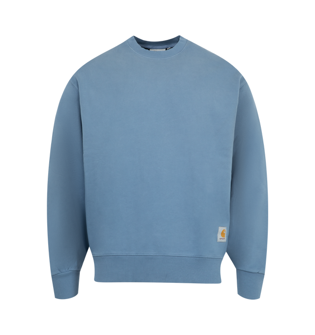 Image 1 of 2 - BLUE - CARHARTT WIP Hudson Sweatshirt featuring a loose fit, heavyweight, unbrushed cotton jersey with a tactile loopback construction, a sun-faded effect and a woven Square Label. 100% cotton.