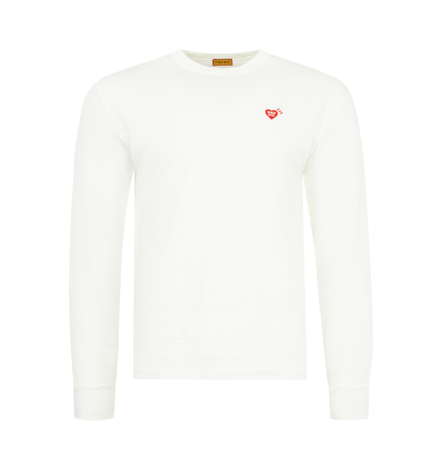 Image 1 of 2 - WHITE - HUMAN MADE Graphic L/S T-Shirt #2 featuring standard long sleeve T-shirt, Heart logo patch on the left chest, an animal graphic on the back and crewneck. 100% cotton.