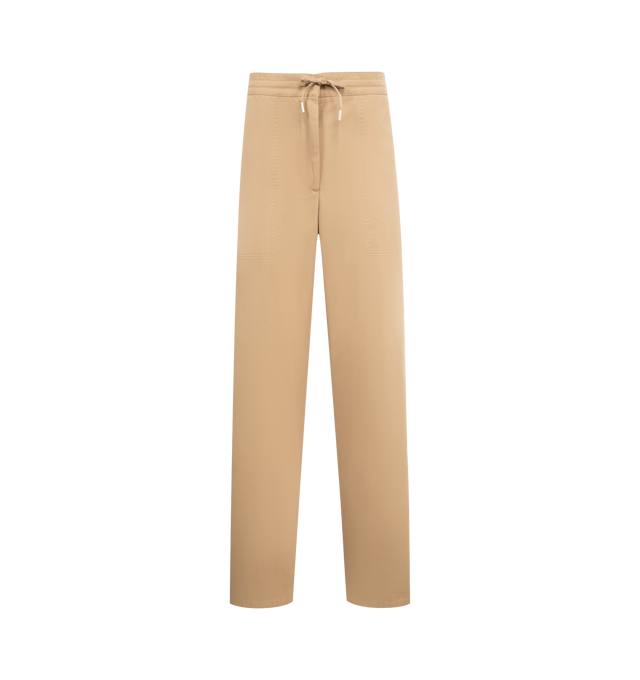 Image 1 of 3 - BROWN - THE ROW Mende Pant featuring front drawstring tie closure, elasticized waistband, side seam pockets and midweight gabardine fabric. 95% cotton, 5% goat cashmere. Made in Italy.