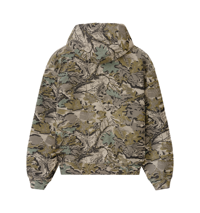 Image 2 of 6 - GREEN - Cherry LA Men's Chevron Pullover Hoodie is crafted from custom cotton fleece and features a boxy-fit silhouette with a classic pullover design. Designed with a chest patch, distressed detailing, and a branded label at the cuff, this everyday essential combines a relaxed fit with Cherry LA's signature worn-in aesthetic. Main Material: Custom Cotton Fleece. Made in Los Angeles, California.