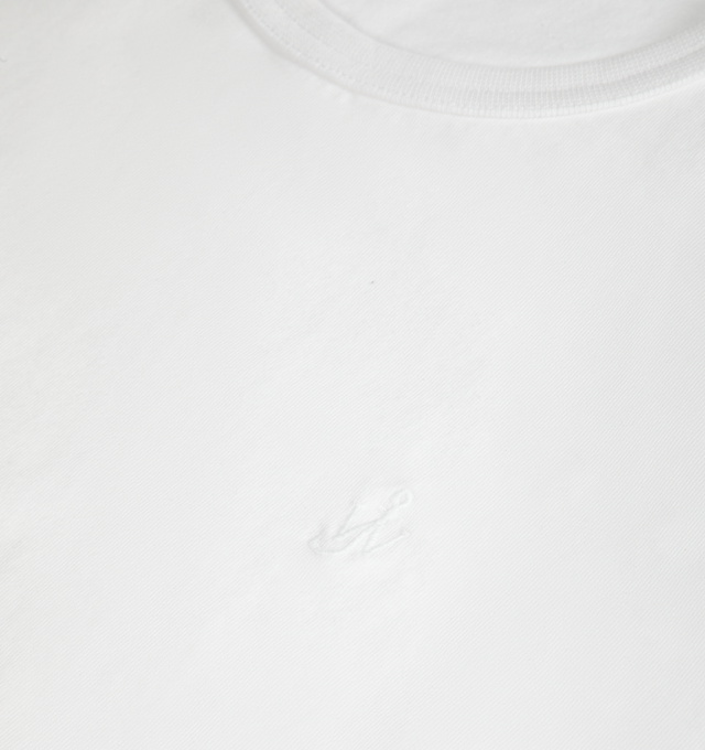 Image 2 of 2 - WHITE - JW Anderson Men's Embroidered anchor T-shirt in 100% cotton jersey, featuring a classic crew neck fit with anchor embroidery. Made in Portugal.