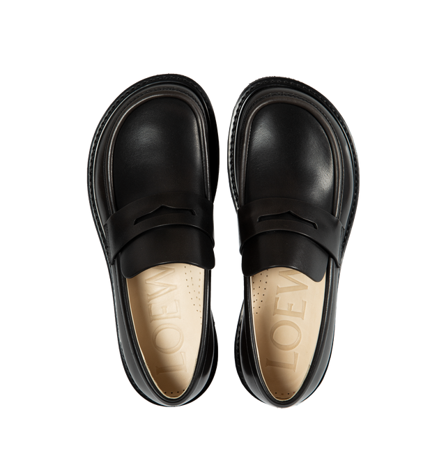 Image 4 of 4 - BLACK - LOEWE Blaze Loafer featuring rounded toe shape and a chunky rubber outsole. 30mm heel. Calfskin. Made in Italy. 