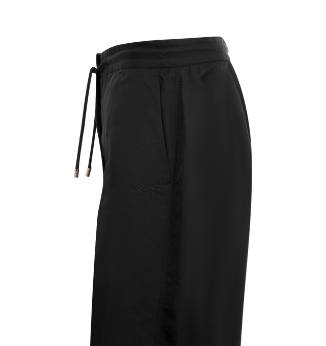 Image 3 of 3 - BLACK - LOEWE Trousers in lightweight technical fabric featuring a balloon silhouette, elasticated zipped cuffs, relaxed fit, regular length, mid waist, loose leg, adjustable drawstring waist, concealed hook fastening and zip fly, slash pockets and Anagram embroidery placed at the front. Cupro. Made in Italy.