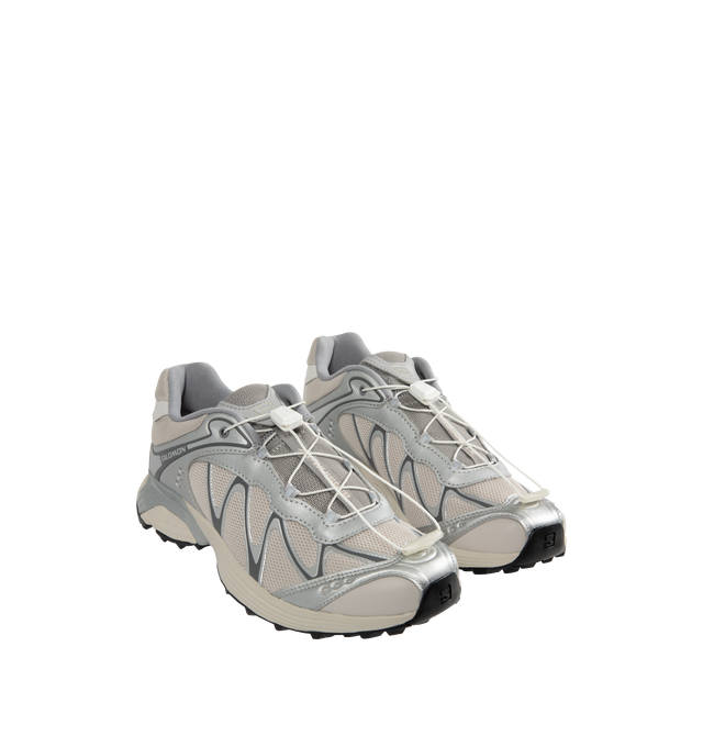 Image 2 of 5 - SILVER - SALOMON XT-Whisper Sneakers featuring slip-on styling with pull-cord closure, logo detail on tongue and back counter, anti-debris tongue for extra level of protection and padded low-cut collar.