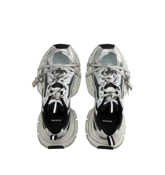 Image 5 of 5 - GREY - BALENCIAGA 3XL Toe Spray Sneaker featuring lace-up front, dynamic sole design with an augmented back to propel feet forward and allover worn-in effect. Mesh and nylon upper with rubber sole.