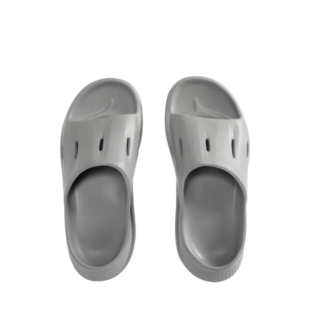 Image 4 of 4 - GREY - HOKA Ora Recovery Slide 3 featuring perforated rubber upper with EVA sole, slip-on styling and molded footbed.