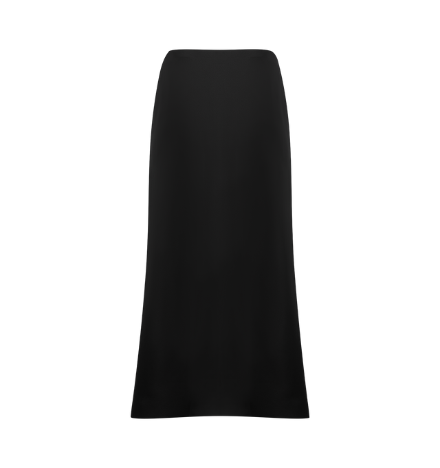 Image 2 of 2 - BLACK - KHAITE Demi Skirt featuring a fluid midi skirt in luminous satin, body-skimming fit, draped detail at folded front and concealed zipper closure at left side. 65% acetate 35% viscose.