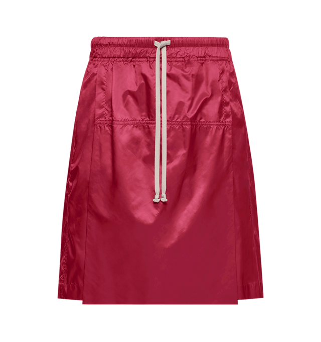 Image 1 of 1 - RED - RICK OWENS X MONCLER Kiltshorts Skort featuring ultra-light polyester, waistband with drawstring fastening, side pockets, patch pockets with button closure and embroidered logo patch. 100% polyester.