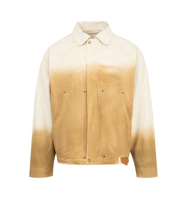 Image 1 of 3 - BROWN - UNTITLED ARTWORKS Workwear Jacket featuring two side pockets, spread collar, fully light lined and concealed zip closure with custom logo puller. 100% cotton.