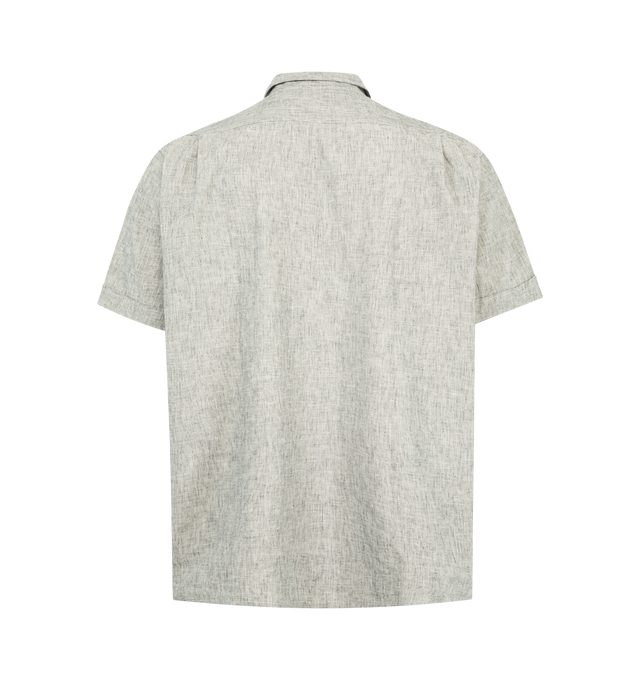 Image 2 of 2 - GREY - ENGINEERED GARMENTS Camp Shirt featuring short-sleeves, a relaxed open collar, diagonally positioned patch pockets and button closure. 100% cotton. Made in USA.